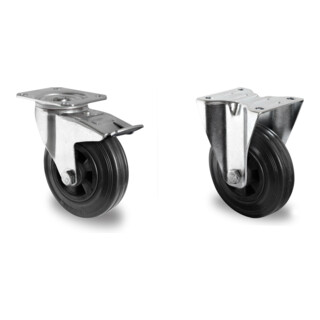 Set CASCOO Lenkrolle ø 80 mm + Lenkrolle mit Totalfeststeller ø 80 mm
