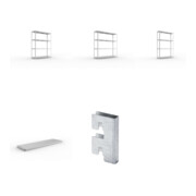 Set Weitspannregal Speed-RackGr 2470x2000x600 mm + SPEED-RACK Zusatzfachebene 2000x600 mm in verzinkt mit Stahlpaneelen + Weitspannregal vzk 1700x600x2470 Stahlp + Weitspannregal vzk 2500x600x2470 Stahlp + Zubehör Päckchen Verdübelungsset SPEED-RACK vzk m