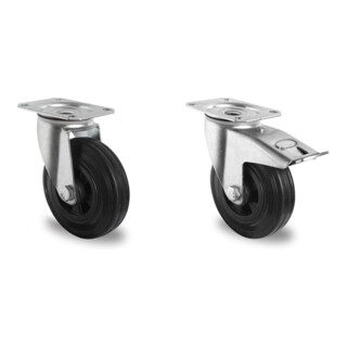 Set CASCOO Lenkrolle ø 100 mm + Lenkrolle mit Totalfeststeller ø 100 mm