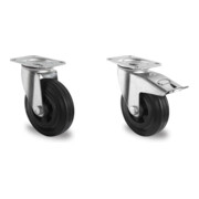 Set CASCOO Lenkrolle ø 100 mm + Lenkrolle mit Totalfeststeller ø 100 mm
