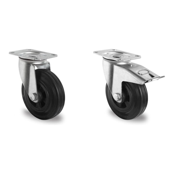 Set CASCOO Lenkrolle ø 100 mm + Lenkrolle mit Totalfeststeller ø 100 mm
