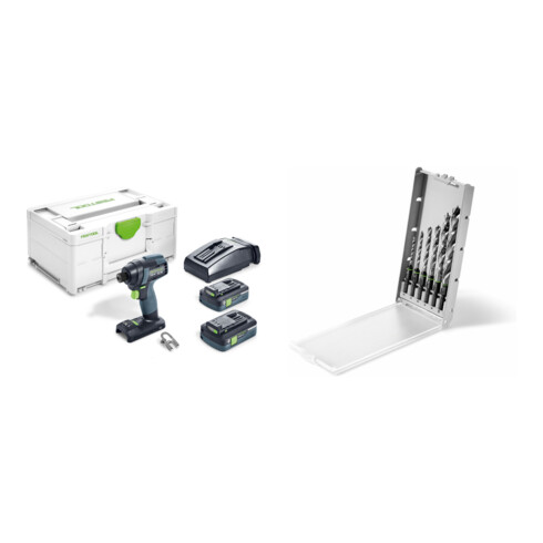 Set Festool Akku-Schlagschrauber TID 18 HPC 4,0 I-Plus + Bohrerkassette BKS SYS3 D3-10 CE/W