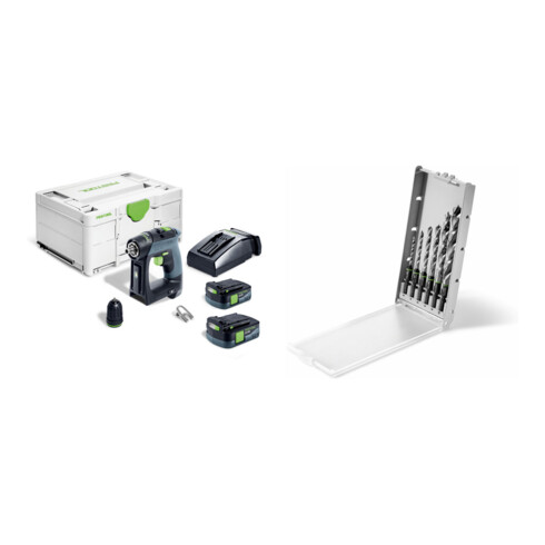 Set Festool Akku-Bohrschrauber CXS 12 2,5-Plus + Bohrerkassette BKS SYS3 D3-10 CE/W