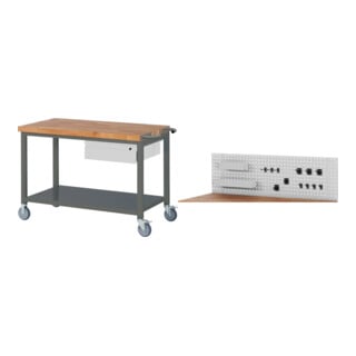Set STIER Fahrbare Werkbank Premium mit 1 Schublade und Ablageboden BxTxH...