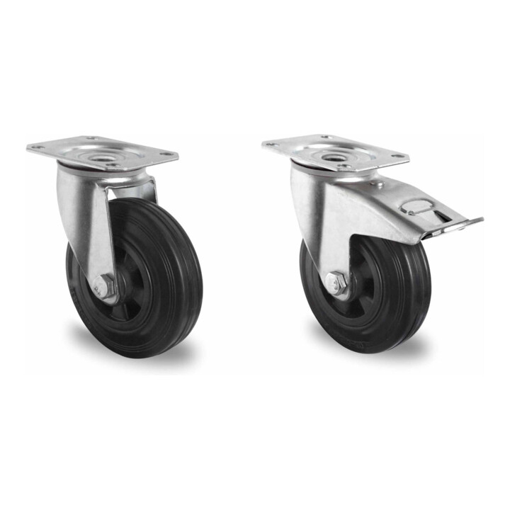 Set CASCOO Lenkrolle ø 160 mm + Lenkrolle mit Totalfeststeller ø 160 mm