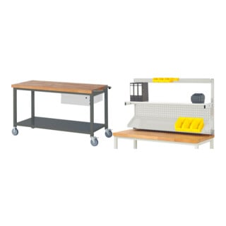 Set STIER Fahrbare Werkbank Premium mit 1 Schublade und Ablageboden BxTxH...