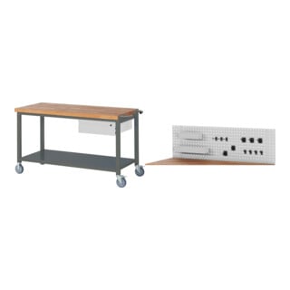 Set STIER Fahrbare Werkbank Premium mit 1 Schublade und Ablageboden BxTxH...