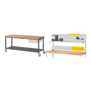 Set STIER Fahrbare Werkbank Premium mit 1 Schublade und Ablageboden BxTxH...