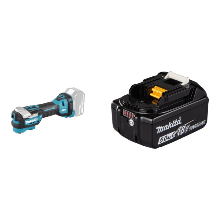 Set Makita Akku-Multitool DTM52Z + Makita Akku 18,0 V 5,0 Ah Li-Ion BL1850B