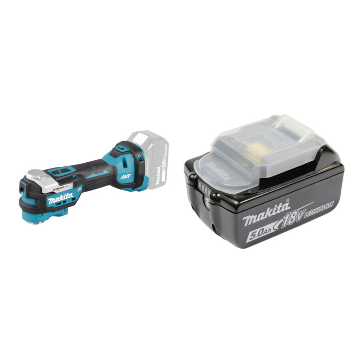 Set Makita Akku-Multitool DTM52Z + Makita Akku 18,0 V 5,0 Ah Li-Ion BL1850B