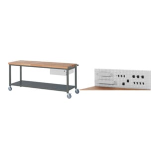 Set STIER Fahrbare Werkbank Premium mit 1 Schublade und Ablageboden BxTxH...