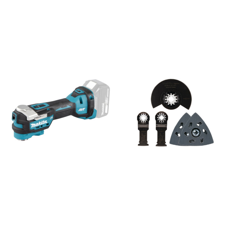 Set Makita Akku-Multitool DTM52Z + Makita Schreinerset 5-teilig