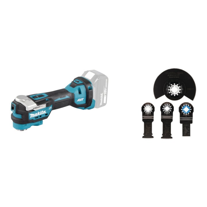 Set Makita Akku-Multitool DTM52Z + Makita Tauchsägeblatt-Set 4-teilig
