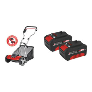 Set Einhell Akku-Spindelmäher GE-HM 18/38 Li-Solo + Akku 2x 18V 4,0Ah PXC-Twinpack