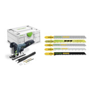 Set Festool Akku-Pendelstichsäge PSC 420 EB-Basic CARVEX Solo-Version + Stichsägeblatt-set STS-Sort/25 W