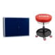 STIER Werkzeugschrank grau und blau, innen 1 Boden, HxBxT mm 600x800x300 mm + STIER Arbeits-Sitz für Werkstatt-1