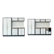 Set STIER Werkstatteinrichtung Basic 3-teilig mit Lochwand und Multiplex-Arbeitsplatte BxTxH 2275x460x2000mm + Werkstatteinrichtung Basic 4-teilig mit Lochwand und Multiplex-Arbeitsplatte BxTxH 2955x460x2000mm