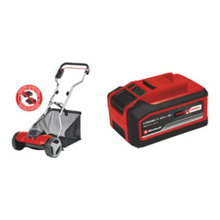 Set Einhell Akku-Spindelmäher GE-HM 18/38 Li-Solo + Akku 18V 4-6Ah Multi-Ah PXC Plus