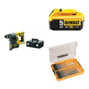 Set DEWALT Akku-Kombihammer 18V +Akku 5Ah+Hammerbohrer-Set SDS-plus