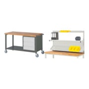 Set STIER Fahrbare Werkbank Premium mit 3 Schubladen BxTxH 1500x700x880 mm +...