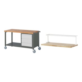 Set STIER Fahrbare Werkbank Premium mit 3 Schubladen BxTxH 1500x700x880 mm +...