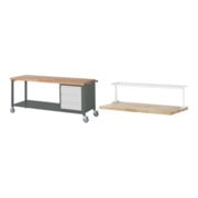 Set STIER Fahrbare Werkbank Premium mit 3 Schubladen BxTxH 2000x700x880 mm +...