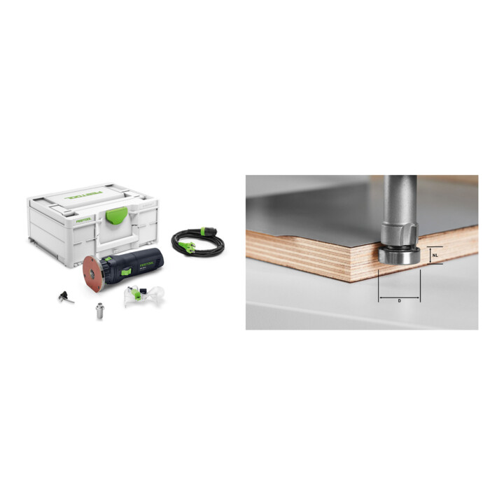 Set Festool Kantenfräse OFK 500 Q-Plus R3 + Bündigfräser HW HW/KLS D22/8-OFK