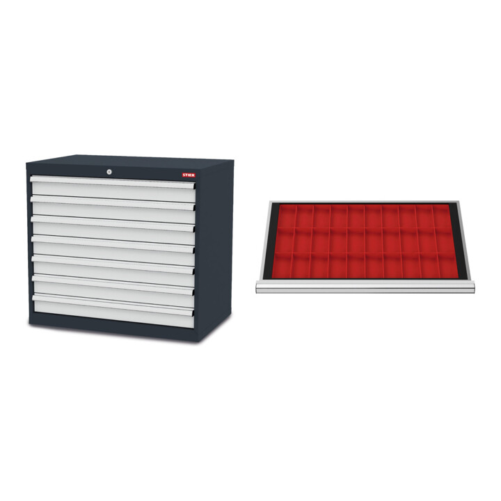 Set STIER Schubladenschrank 7 Schubladen + Kleinteilekästen