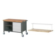 Set STIER Fahrbare Werkbank Premium mit 3 Schubladen und einem offenen Fach...