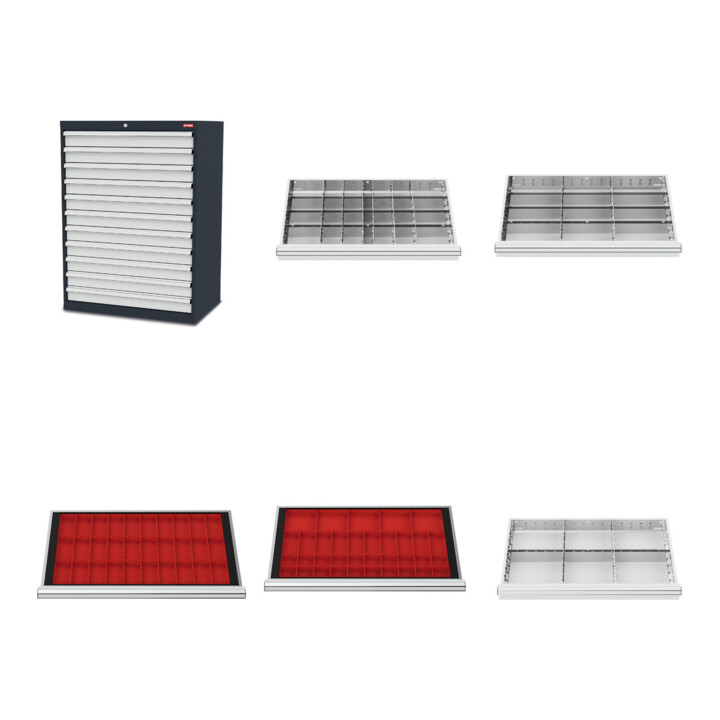 Set STIER Schubladenschrank 11 Schubladen + Kleinteilekästen