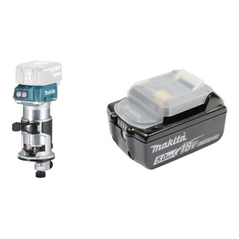 Set Makita Akku-Fräse DRT50Z Solo-Version + Akku-BL1850B Li 18,0V 5.0Ah