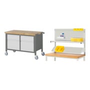 Set STIER Fahrbare Werkbank Premium mit 2 Schubladen und 2 Flügeltüren...