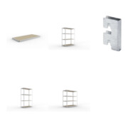 Set SPEED-RACK Zusatzfachebene + Weitspannregal vzk 1700x800x1970 + Weitspannregal vzk 1700x800x2470 + Weitspannregal vzk 1700x800x2970 + Zubehör Päckchen Verdübelungsset + 4 Stück Profilverbinder verzinkt