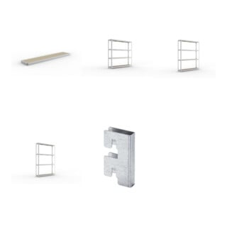 Set SPEED-RACK Zusatzfachebene + Weitspannregal SPEED RACK2000x400x1970 + Weitspannregal SPEED RACK2000x400x2470 + Weitspannregal SPEED RACK2000x400x2970 + Zubehör Päckchen Verdübelungsset + 4 Stück Profilverbinder verzinkt