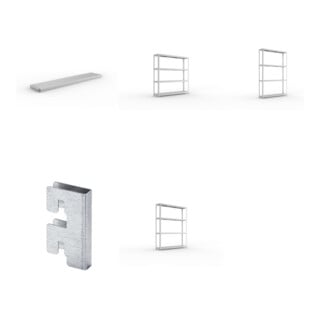 Set SPEED-RACK Zusatzfachebene + Weitspannregal Speed-RackGr 1970x2000x400 + Weitspannregal Speed-RackGr 2470x2000x400 + Weitspannregal Speed-RackGr 2970x2000x400 + Zubehör Päckchen Verdübelungsset + 4 Stück Profilverbinder verzinkt