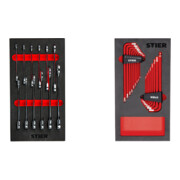 Set STIER Ratschenschlüssel-Satz 12tlg + Winkelschraubendreher-Satz 16tlg