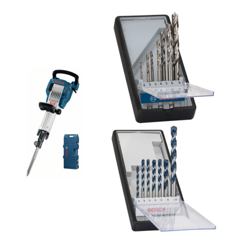 Set Bosch Abbruchhammer Stemmhammer GSH 16-30 + 7tlg. Robust Line Holzspiralbohrer-Set + 7tlg. Robust Line Betonbohrer-Set