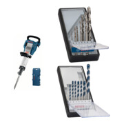 Set Bosch Abbruchhammer Stemmhammer GSH 16-30 + 7tlg. Robust Line Holzspiralbohrer-Set + 7tlg. Robust Line Betonbohrer-Set