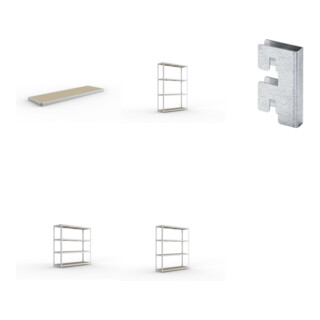 Set SPEED-RACK Zusatzfachebene + Weitspannregal SPEED RACK2000x600x1970 + Weitspannregal SPEED RACK2000x600x2470 + Weitspannregal SPEED RACK2000x600x2970 + Zubehör Päckchen Verdübelungsset + 4 Stück Profilverbinder verzinkt