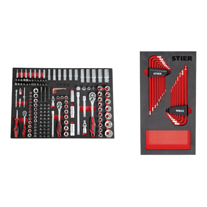 Set STIER Steckschlüssel-Satz 179tlg + Winkelschraubendreher-Satz 16tlg