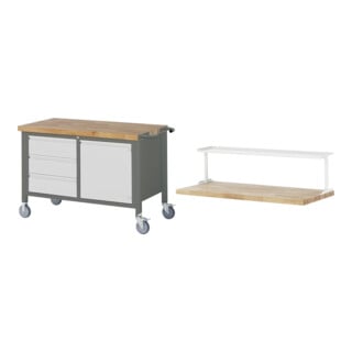 Set STIER Fahrbare Werkbank Premium mit 3 Schubladen und 1 Flügeltür BxTxH...