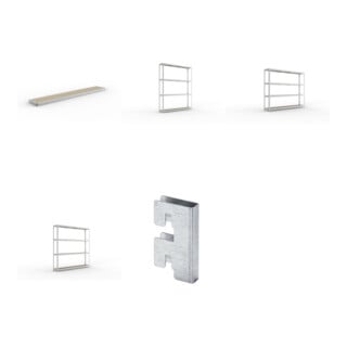 Set SPEED-RACK Zusatzfachebene + Weitspannregal SPEED RACK2500x400x1970 + Weitspannregal SPEED RACK2500x400x2470 + Weitspannregal SPEED RACK2500x400x2970 + Zubehör Päckchen Verdübelungsset + 4 Stück Profilverbinder verzinkt