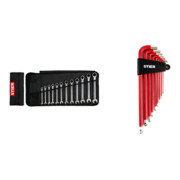 Set STIER Ratschenschlüssel-Satz 12tlg + Winkelschraubendreher-Satz 9tlg