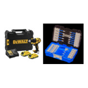 Set DeWalt Akku-Bohrschrauber 18 V, 2 Ah DCD708D2T-QW + Bit-Set 31-tlg. schlagfest