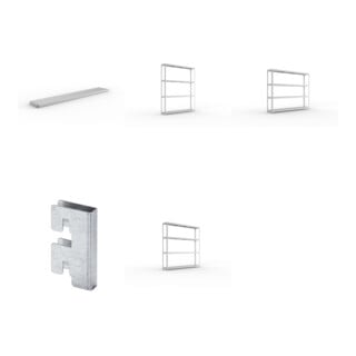 Set SPEED-RACK Zusatzfachebene + Weitspannregal vzk 2500x400x1970 + Weitspannregal vzk 2500x400x2470 + Weitspannregal vzk 2500x400x2970 + Zubehör Päckchen Verdübelungsset + 4 Stück Profilverbinder verzinkt