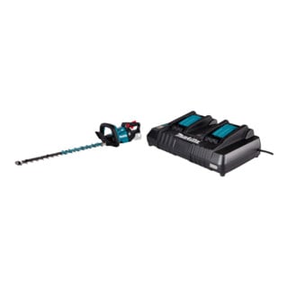 Set Makita Akku-Heckenschere 60cm o.Akku+Lader DUH601Z + Doppel-Ladegerät DC18RD 14,4 - 18 V