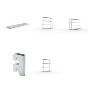 Set SPEED-RACK Zusatzfachebene + Weitspannregal vzk 2500x600x1970 + Weitspannregal vzk 2500x600x2470 + Weitspannregal vzk 2500x600x2970 + Zubehör Päckchen Verdübelungsset + 4 Stück Profilverbinder verzinkt