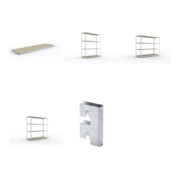 Set SPEED-RACK Zusatzfachebene + Weitspannregal SPEED RACK2500x800x1970 + Weitspannregal SPEED RACK2500x800x2470 + Weitspannregal SPEED RACK2500x800x2970 + Zubehör Päckchen Verdübelungsset + 4 Stück Profilverbinder verzinkt