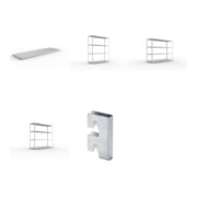 Set SPEED-RACK Zusatzfachebene + Weitspannregal vzk 2500x800x1970 + Weitspannregal vzk 2500x800x2470 + Weitspannregal vzk 2500x800x2970 + Zubehör Päckchen Verdübelungsset + 4 Stück Profilverbinder verzinkt