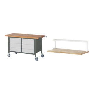 Set STIER Fahrbare Werkbank Premium mit 6 Schubladen BxTxH 1500x700x880 mm +...
